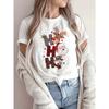 Santa Claus Novel H Letter Snowman Reindeer Graphic Breathable Print Round Neck Short Sleeve Christmas T-Shirt Casual Shirt New Women's Holiday Top