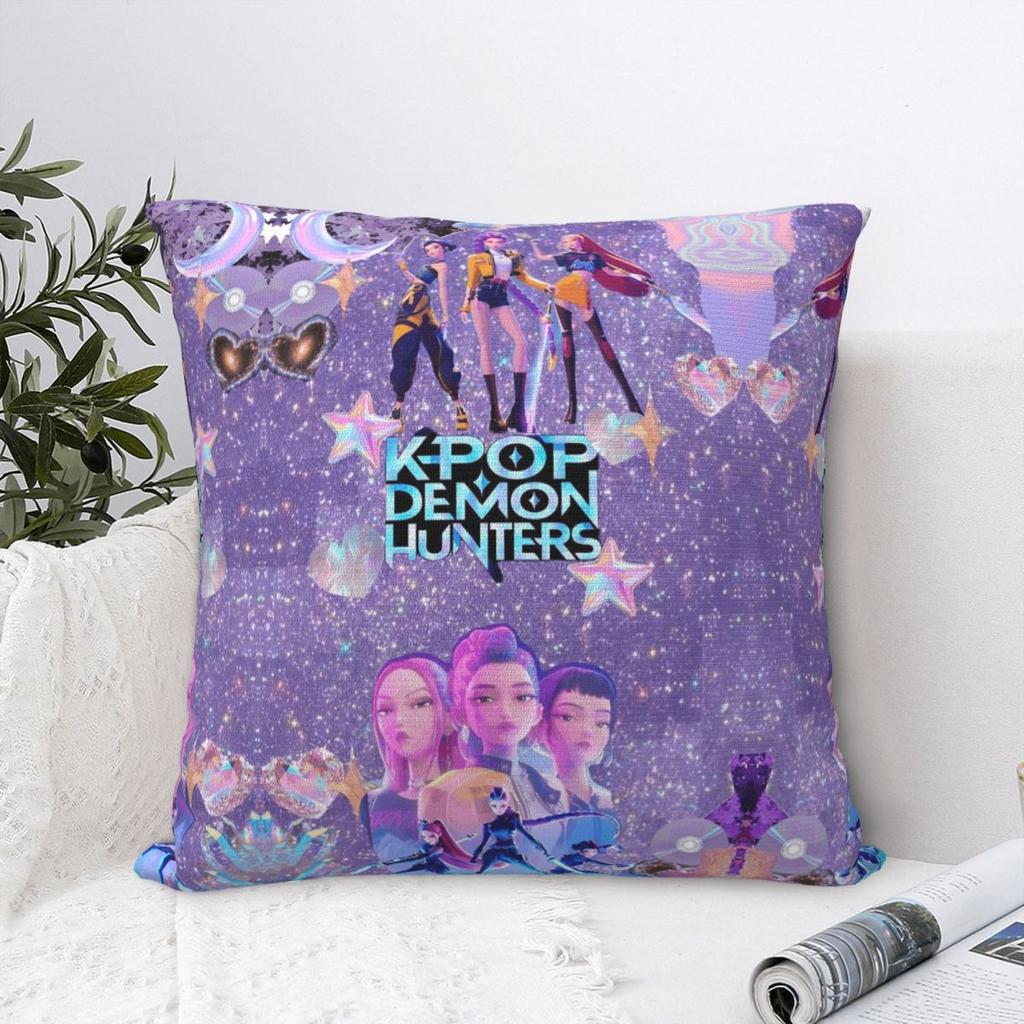 Huntrix Zoey Rumi Mira Pillowcases Polyester Car Kpop Demon Hunters Cushion Case Funny Decor Pillowcase