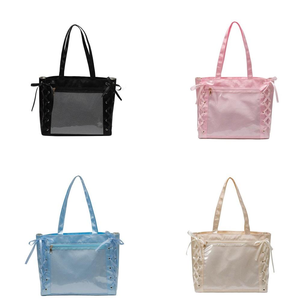 Ribbon Color Solid Street Fashion Bow Nylon Large Capacity Everyday Travel Bags