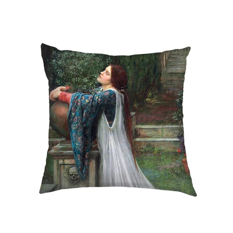 Artist John William Waterhouse Cushion Cover Religious Goddess Angel Pillowcase for Sofa Home Decor Throw Pillow Case Covers