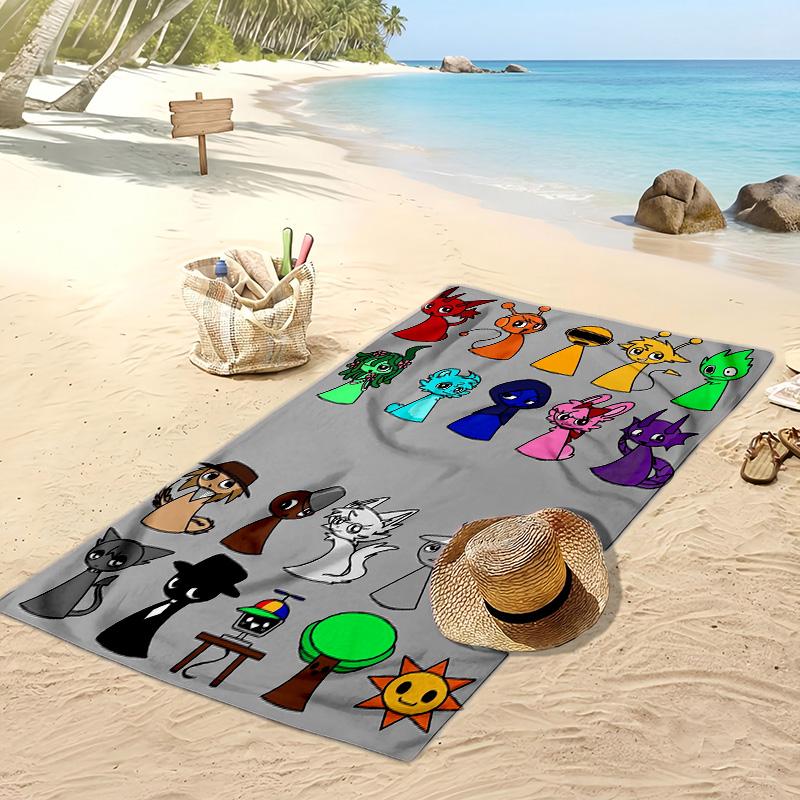 Sprunki song Bedrucktes Schnelltrocknendes Strandtuch Super Saugfähiges Weiches Leichtes Badetuch für Pool Sommerreisen