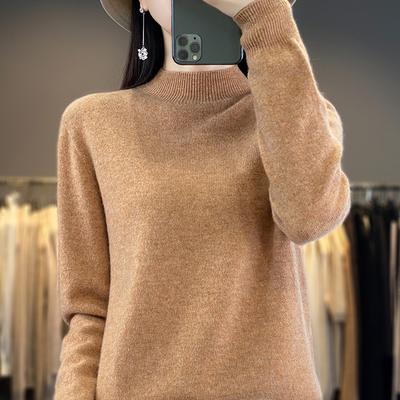 Suéter para Mujer Invierno Engrosado Jersey Cálido Tejido Elástico Manga Larga Oversize Jersey Suéter Tops