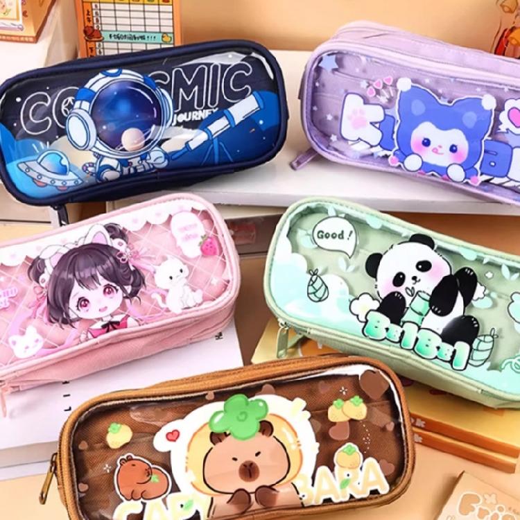 Multifunctional Compartment Pencil Case Student Large Capacity Stationeries Storage Bag Zippers Pencil Storage Pouches