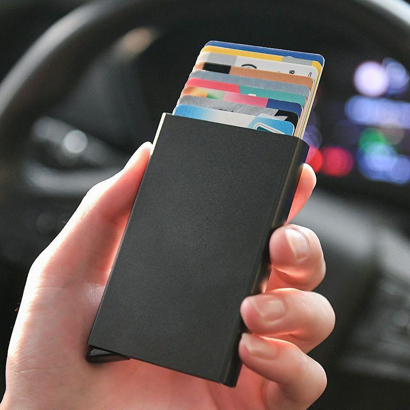 Anti-Theft Id Credit Card Holder Porte Carte Thin Aluminium Metal Wallets