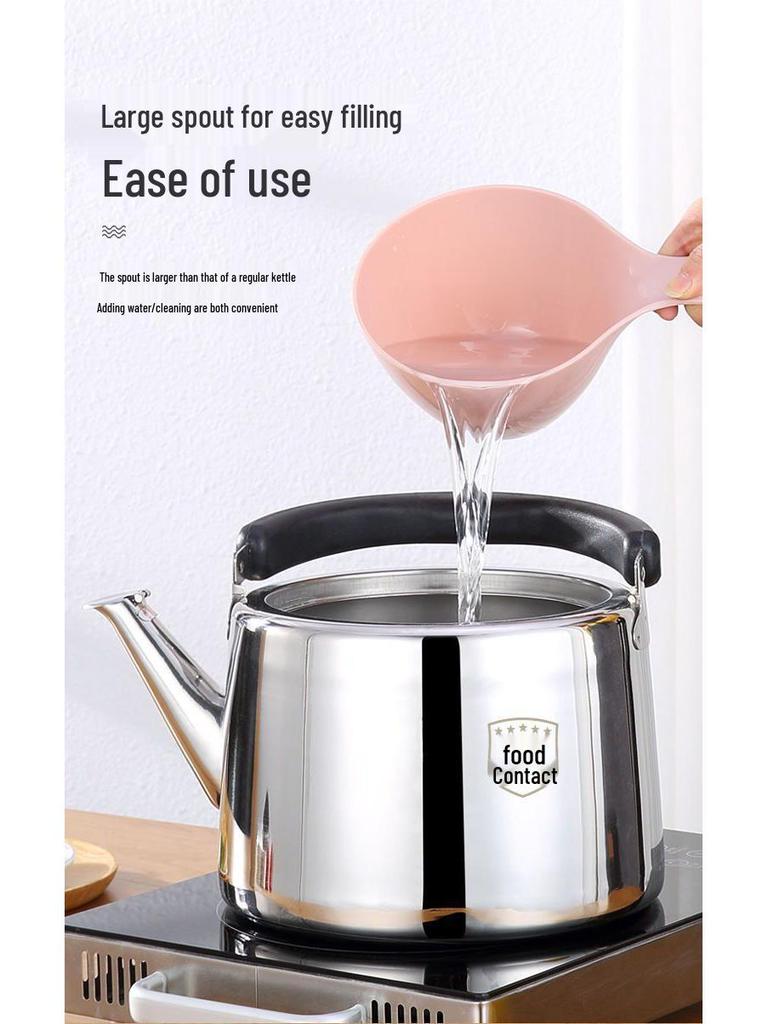 304 Stainless Steel Whistling Kettle for Gas & Induction, Large Capacity
