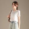 RAIN.CUN Women's High-Elastic Round Neck Short Sleeve T-shirt