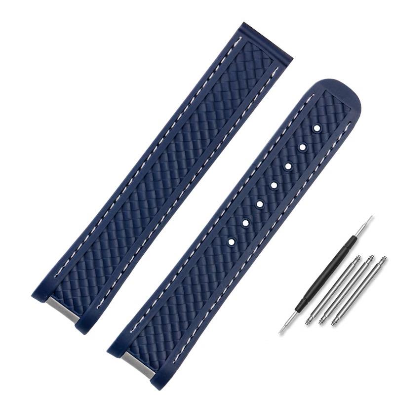 Cinturino per Orologio Adatto per Omega Seamaster 300 AT150 Aqua Terra Ultra Light 8900 Fibbia in Acciaio Cinturino Braccialetti Gomma Silicone 20mm