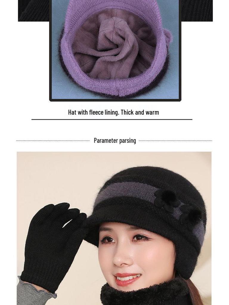 Thickened Rabbit Hair Knitted Wool Hat for Women – Versatile Fashionable Bucket Hat for Autumn and Winter