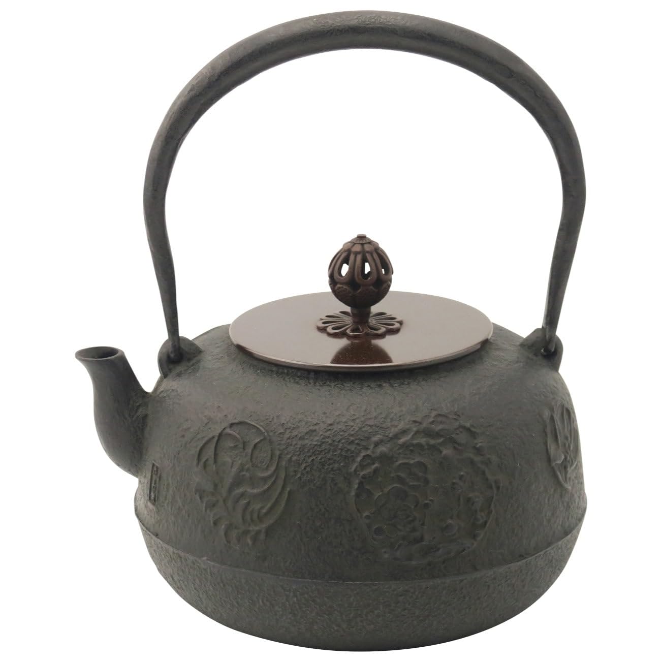 

Takaoka Copperware Kita Shobei Iron Flat Round Chrysanthemum Size Takaoka Iron Made in Product Number 25659 Wax-Molded Teapot, Design, 10, Approx.
