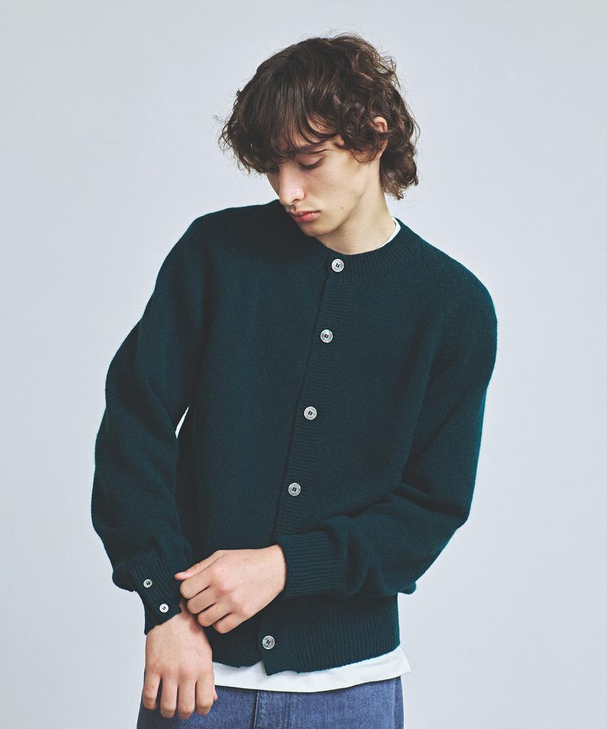 Knitted Shaggy Dog 100% Wool Round Cardigan Dark Green