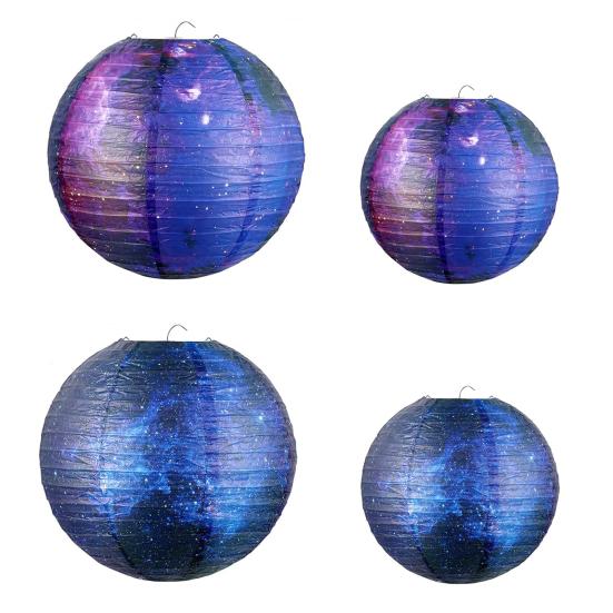 Chinese Style Paper Lantern Space Star Print Hanging Paper Lanterns for Home Ceiling Decor Birthday Party Supplies