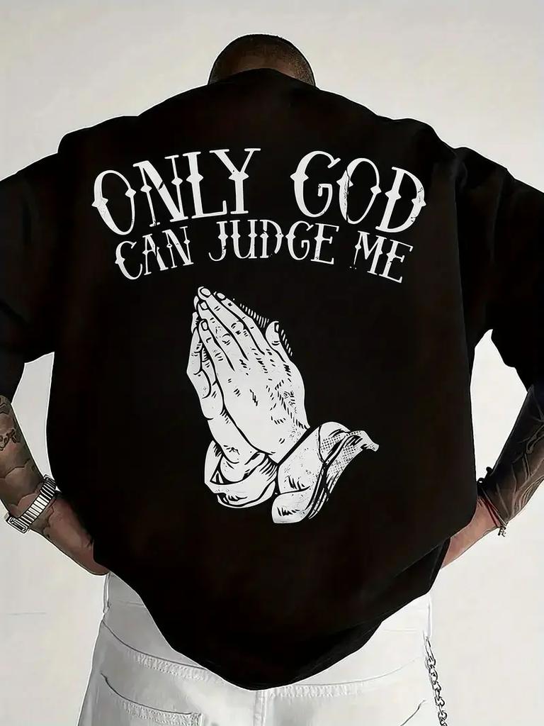 Men'S "Only God Can Judge Me" Graphic T-Shirt Casual Crew Neck Plus Size Short Sleeve TopSummer Outdoor Women's T-shirt Tops