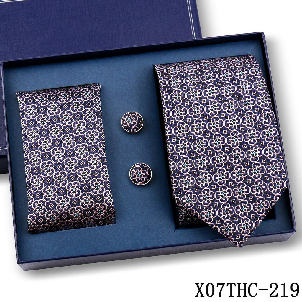 Tie Square Cufflinks 3-Piece Suit Retro Striped Hand Tie High-End Gift Box Set