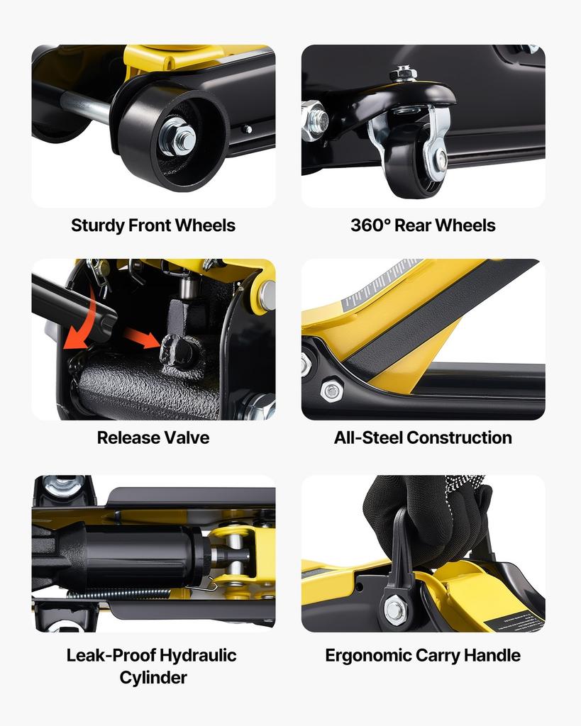 Low Profile Floor Jack, 2.5 Ton Capacity, Steel Racing Floor Jack with Single Piston Quick Lift Pump & SUV Adapters, Hydraulic Trolley Car Lift for