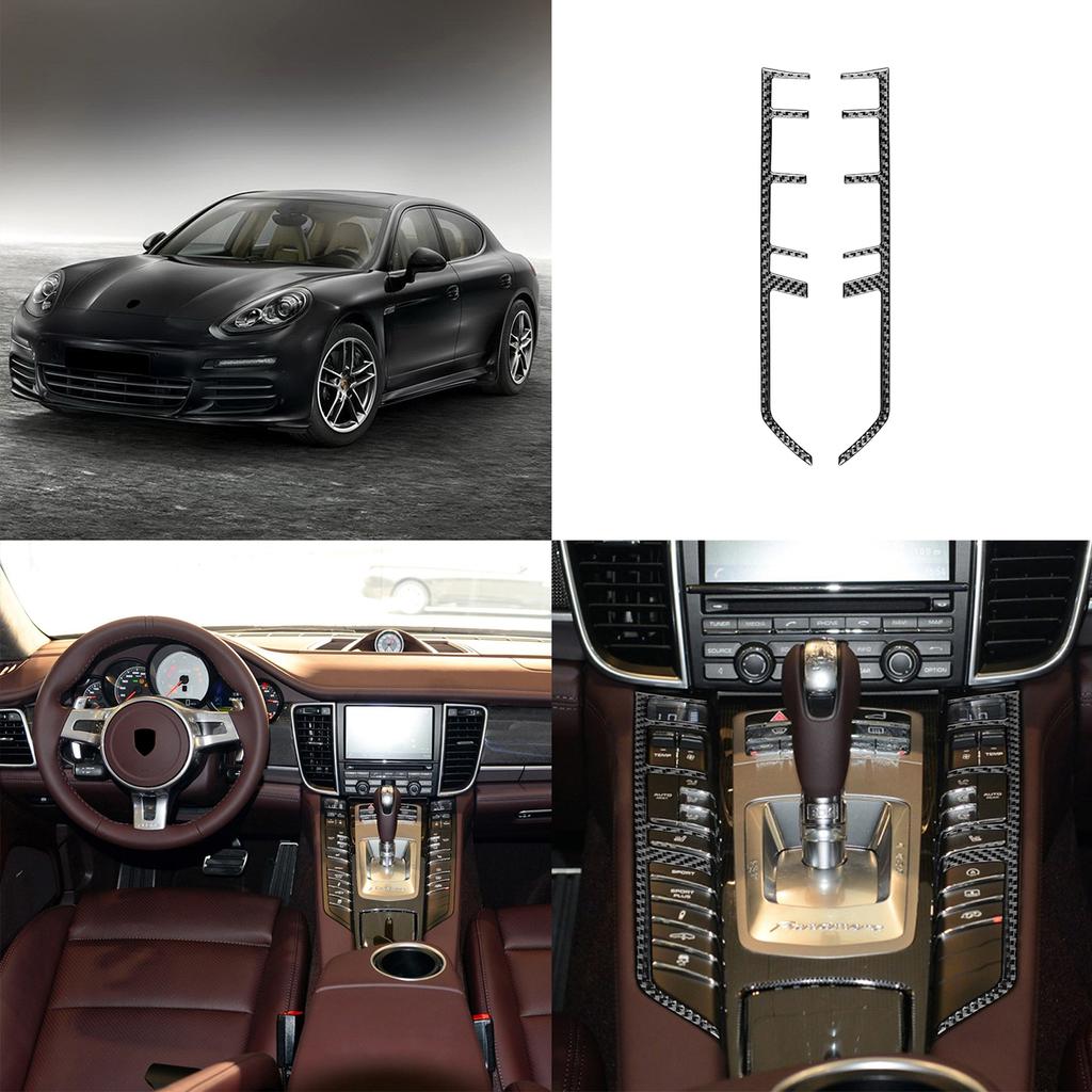 For Porsche Panamera 2010-2016 Real Carbon Fiber Central Control Function Button Frame Strips Car Interiors Accessories Sticker