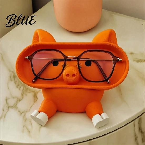 PLA Plastic Organizer Cartoon Pig Glasses Holder 3D Printed Phone Stand Desktop Organizer Stable Decorative Ornament for Office Desk And Bedside