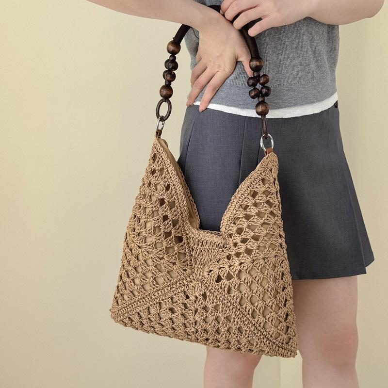 Fashion Lazy Versatile Woven Bag New Women'S Large Capacity Tote Bag Summer Beach Vacation Shoulder Bag For Commute