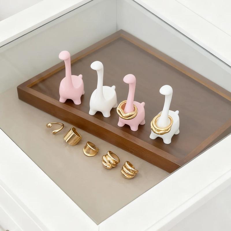 2026 Creative Cartoon Dinosaur Ring Holder Pink Multi Functional Durable Jewelry Packaging Display Ring Stand Tools Accessories