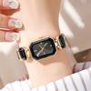 Ladies Bracelet Quartz Watch Sparkling Rhinestone Rectangular Dial Watch Faux Diamond Bracelet Wristwatch