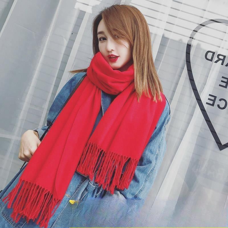 

Women s Winter All match Long Dual-purpose Scarf for Students Solid Color Korean Imitation Cashmere Autumn and Winter Oversized Shawl for Women Trendy 70*200cm