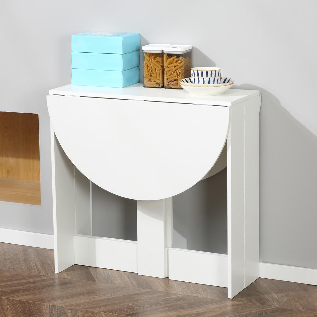 Dining Table, Folding, 2 Drop Leaves, for 2-4 People, 104 x 76 x 73.7 cm, White