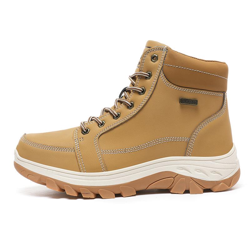 Men's Large Size Outdoor High-Top Hiking and Work Boots with Warm Cotton Lining