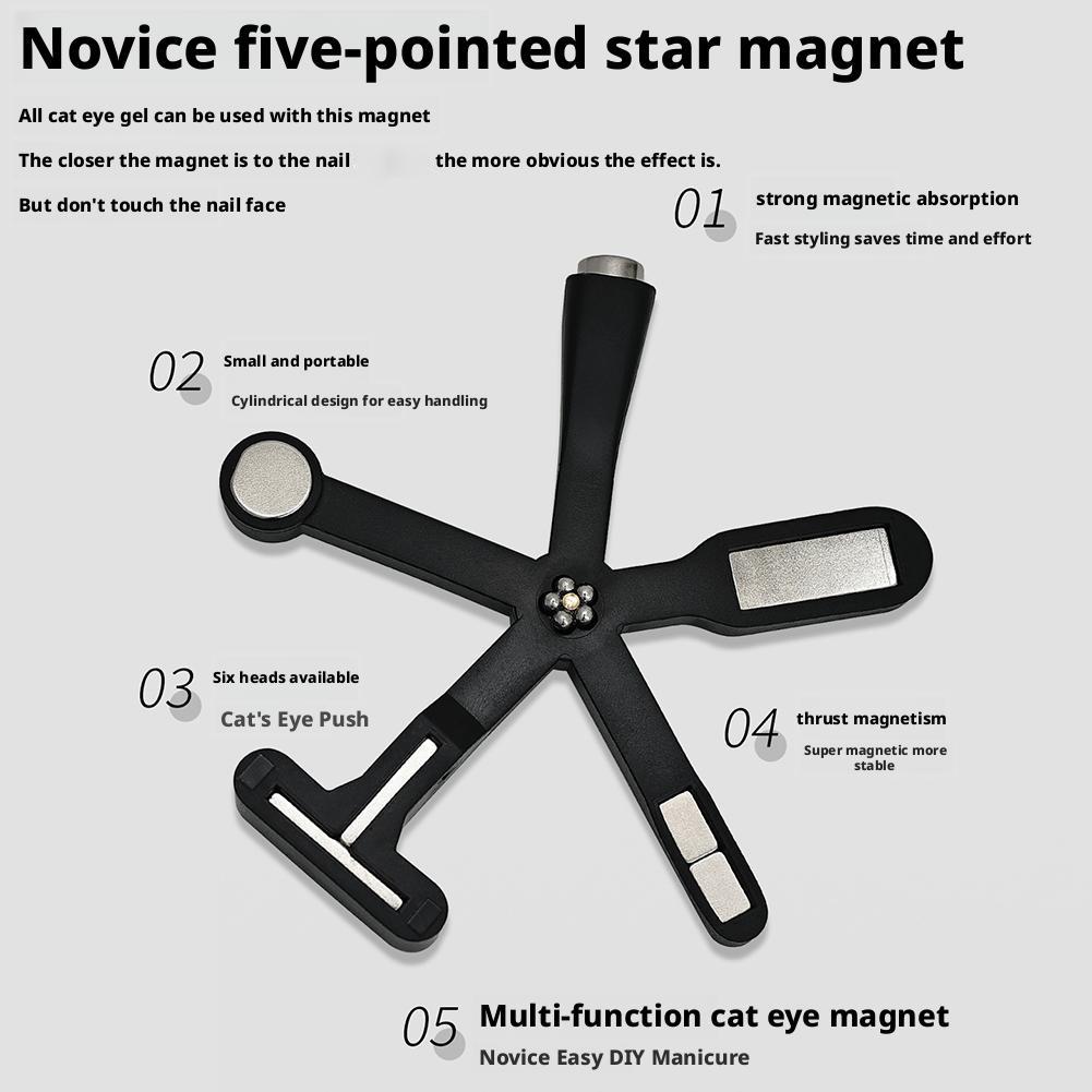6-In-1 Powerful Magnetic Stick, Suitable for Cat Eye Gel Nail Polish, Magnetic Tool Pen, Used To Create Sparkling Effects in Nail Art and Design