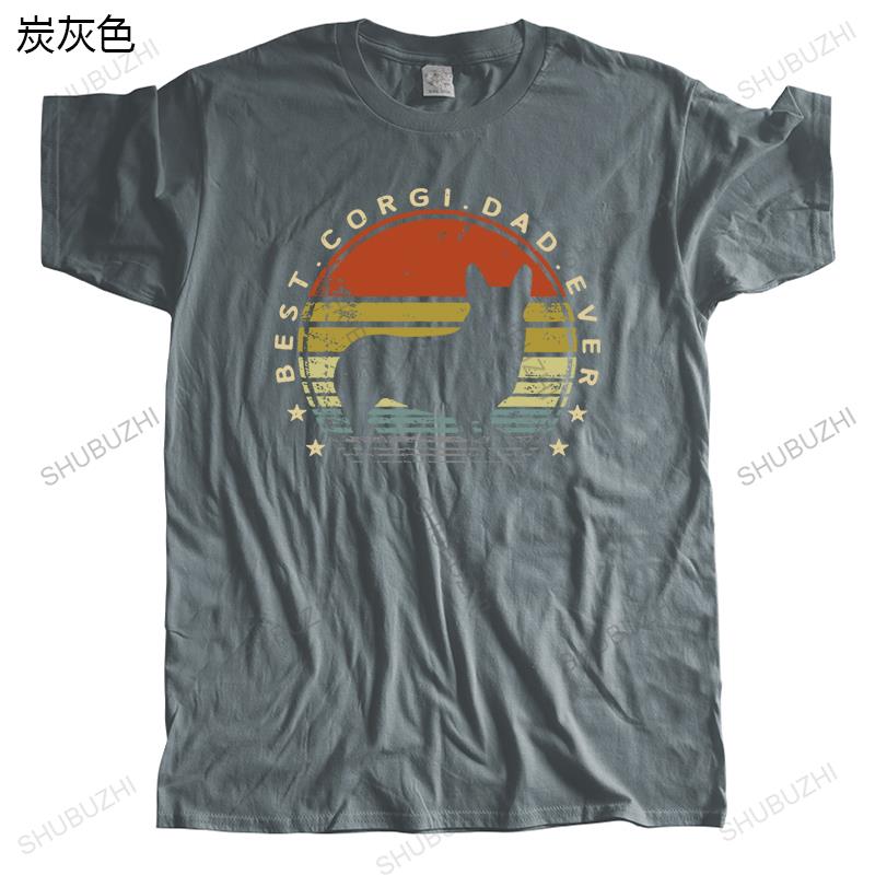 Male Streetwear T-shirt Cotton T Shirt Men Crew Neck Tops BEST CORGI DAD EVER Bigger Size Summer Loose Top Gift Black Tee-shirt