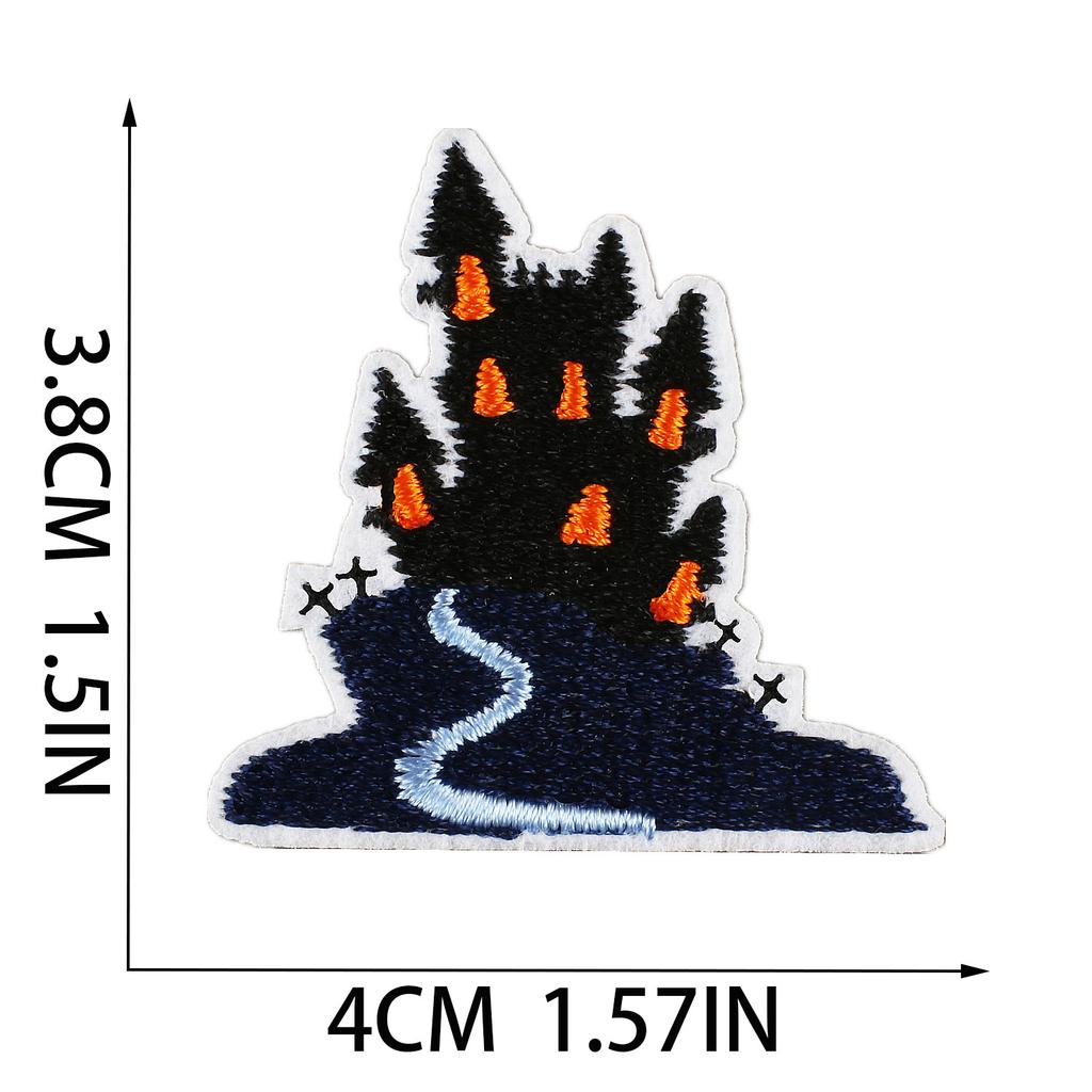 Horror Castle Embroidery Cloth Sticker Soul Bringer Patch Sticker Ghost Cat Embroidery Sticker Computer Embroidery Label Zombie Chapter Boy