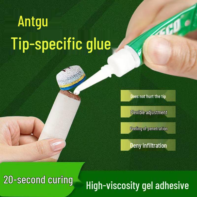Antigu Slow-Drying Billiard Cue Tip Gel Glue - Cue Stick Adhesive Green bottle gel 2g (1 piece) прозрачный