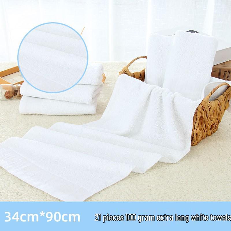 White Pure Cotton Hotel Towel: Soft, Absorbent, Durable, Embroidery-Friendly for Spa & Salon Use
