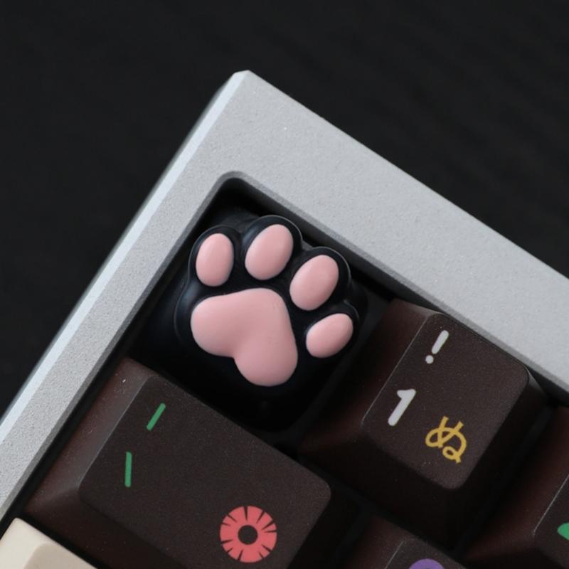 Cute Resin Kitten Claw Print Keycap For Mechanical Keyboards Vibranted Color Wear Resistant PBT Easy Installation