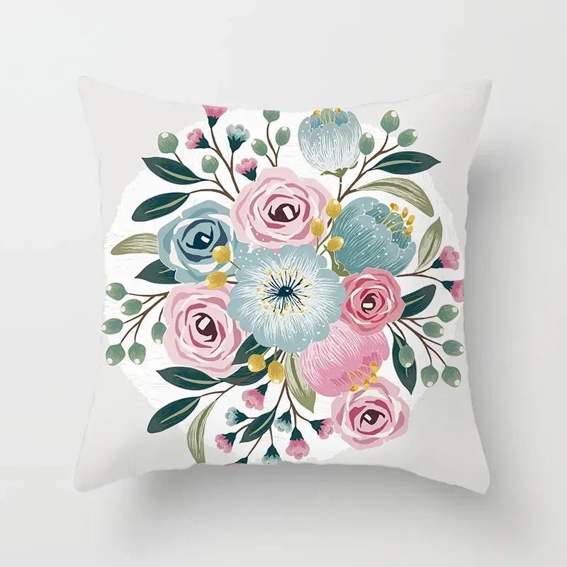 Ancient Style Watercolor Flower Pillowcase Office Living Room Car Ornaments Home Pillowcase