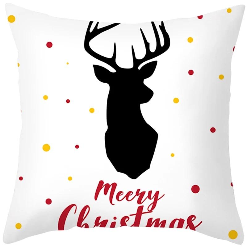 Cartoon Elk Forest Animal Christmas Tree Christmas Tree Decoration Pillow Set Bedroom Sofa Restaurant Office Pillow Sleeve