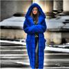 VAYLA Luxuriöser Langer Kunstfellmantel mit Kapuze Winterfelljacke Damen Fellrobe Winddichtes Design Langärmliger Cardigan Warm Dick Große Größe