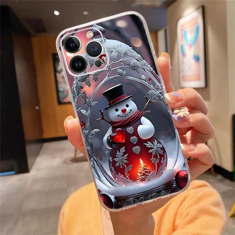Phone Case For iphone 17 Pro Max 16 15 14 13 Pro Max 17 Air 15 16 Pro 15Plus Cute Snowman Christmas