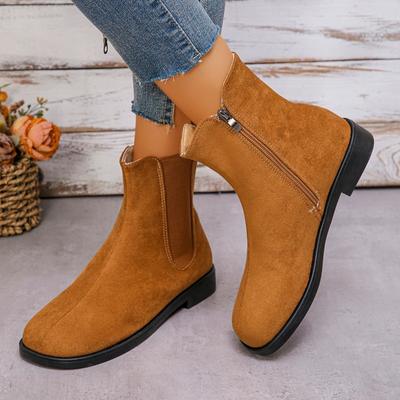 Hot Sale Shoes for Women Ankle Women's Boots Concise Modern Boots Women Sewing Round Toe Low Heel Side Zip Shoes Ladies