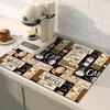 1Pcs Boho Chic Coffee Rubber Drying Mat Tableware For Coffee Shop Kitchen Carpet Tableware Durable Diatom Mud Table Mat Pet Coffeeware Mat