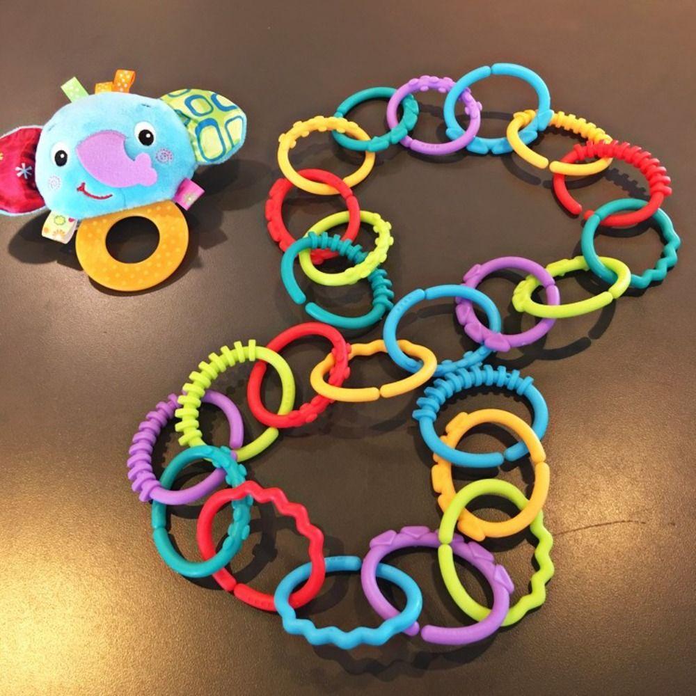 24pcs/set Stroller Teething Rings for Babies Clip On Baby Rainbow Loop  Kids/Children