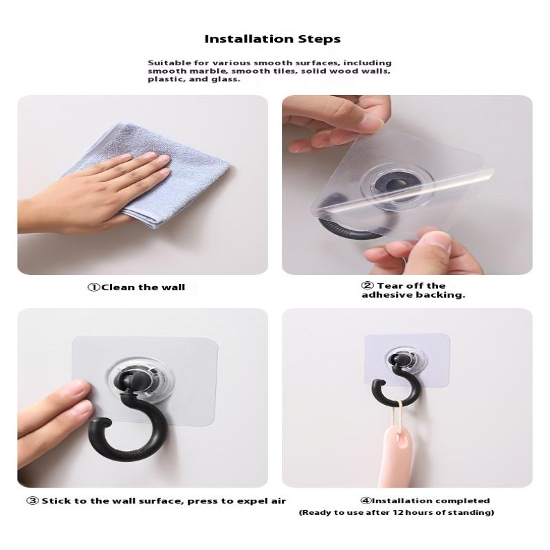 20/10 Pcs Self-Adhesive Wall Hanging Hook 360° Rotating No-Drilling Ceiling Household Hook