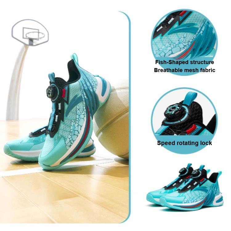 Anta Wind Mesh Durable Breathable Mid-Top Kids Basketball Shoes Kids sneaker Fluorescent-Green White 312321118-8