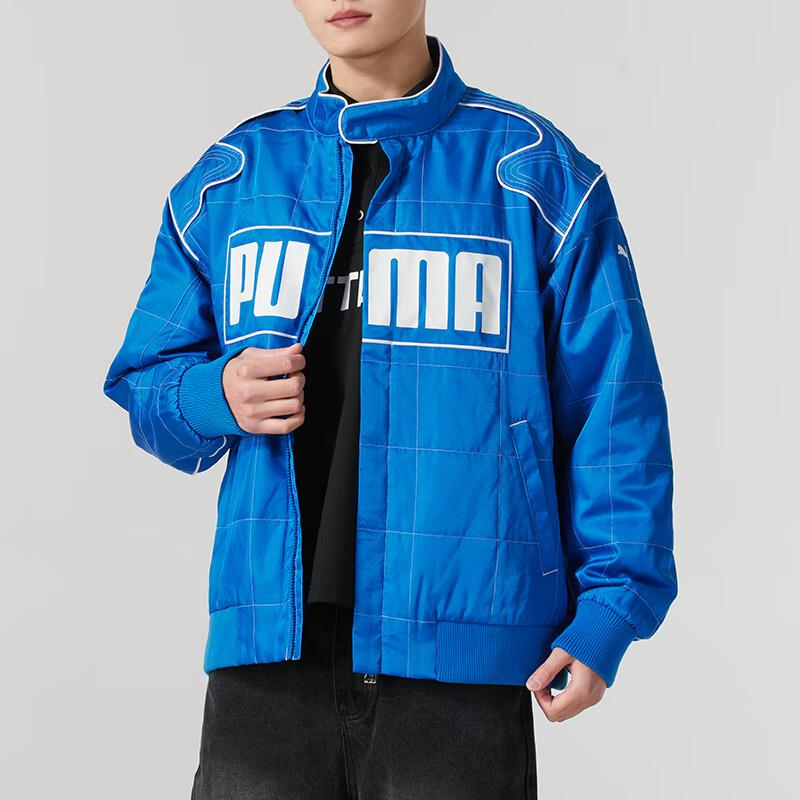 Puma Ss25 Windproof Warm Stand Collar Zipper Long Sleeve Cotton Jacket Unisex Jacket Blue 631974-58