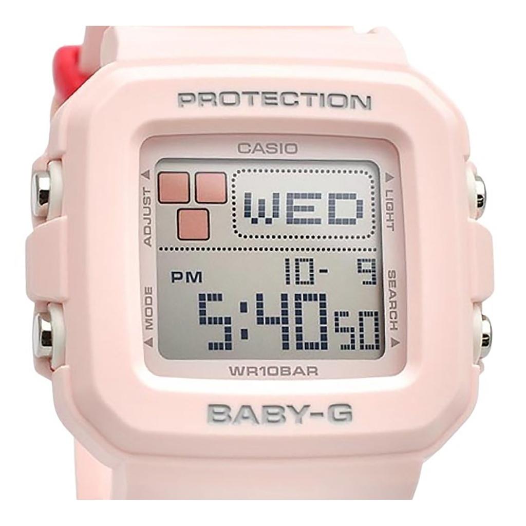 Casio Montre femme Baby-G Plus Digital, bracelet en résine rose, quartz BGD-10L-4, 100 m, avec passants supplémentaires