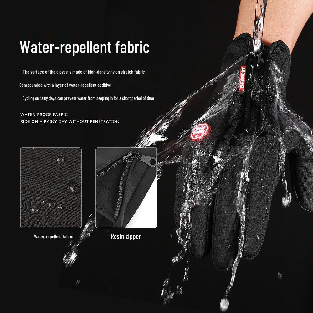 Unisex Windproof Water-Repellent Fleece-Lined Cycling Gloves with Touchscreen Capability