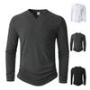 Men's V-neck T-shirt Solid Color Casual Sports Fashion Long Sleeve