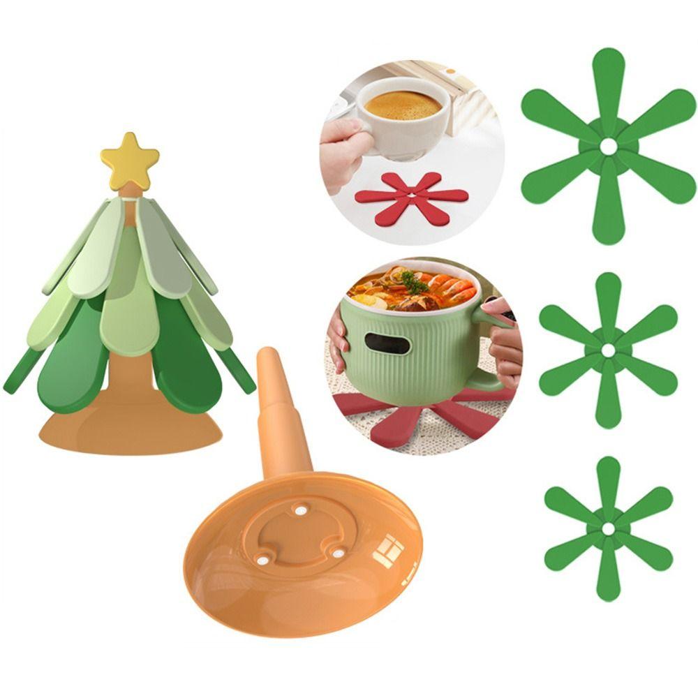 Non-slip Dishes Heat Insulation Pad Foldable Hot Dishes Trivets BPA Free Hot Plate Placemats  Home
