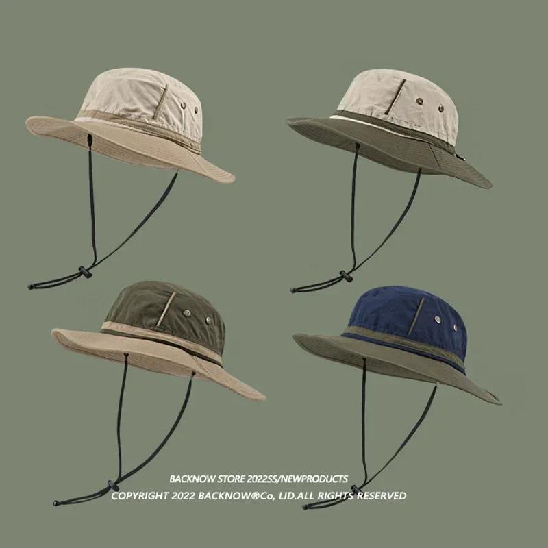 Japanese Oversized Bucket Hat, UV Protection Adjustable Drawstring Unisex Hat for Summer Outdoor Fishing Hiking Casual Headwear