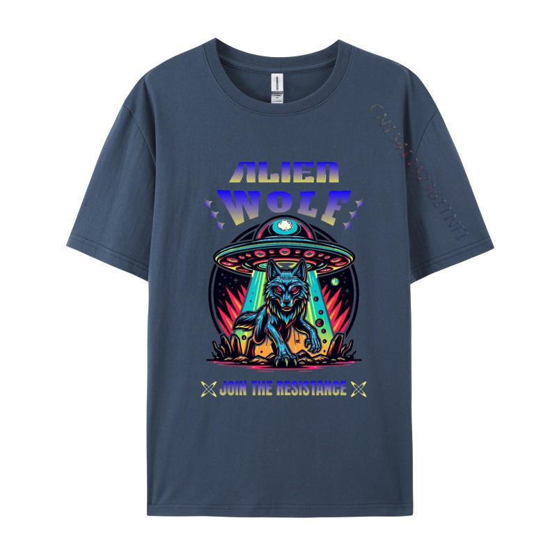 Alien Wolf TShirt Join The Resistance Funny T Shirt Cotton Tops Tees for Male Black Large Graphic Tees