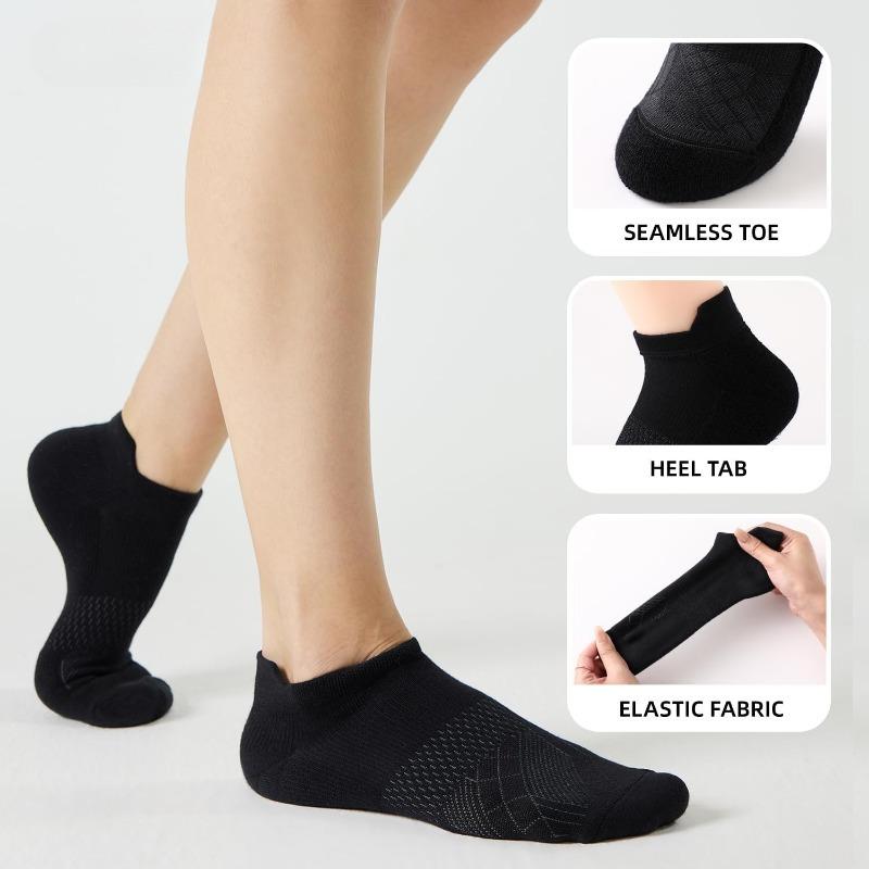 [5 Pairs Athletic Socks] 5 Pairs Women's Ankle Athletic Socks | Cushioned, Breathable Polyester, Low Cut Tab | All-Season Sports Socks for Running