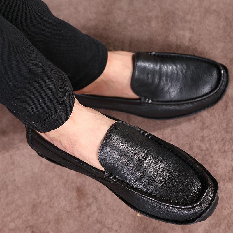 Wiosenne męskie skórzane buty casualowe Nowe modne męskie skórzane buty Trend Męskie buty Pełnoziarniste skórzane buty do jazdy samochodem